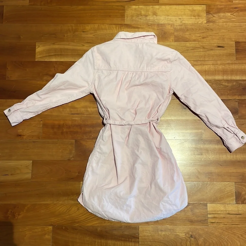 Girls Pastel Baby Pink Corduroy Button Down Shirt Dress 100%cotton large L